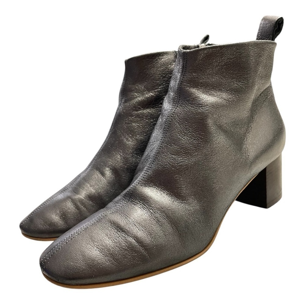 Everlane The Day Ankle Boots Leather Metallic Silver